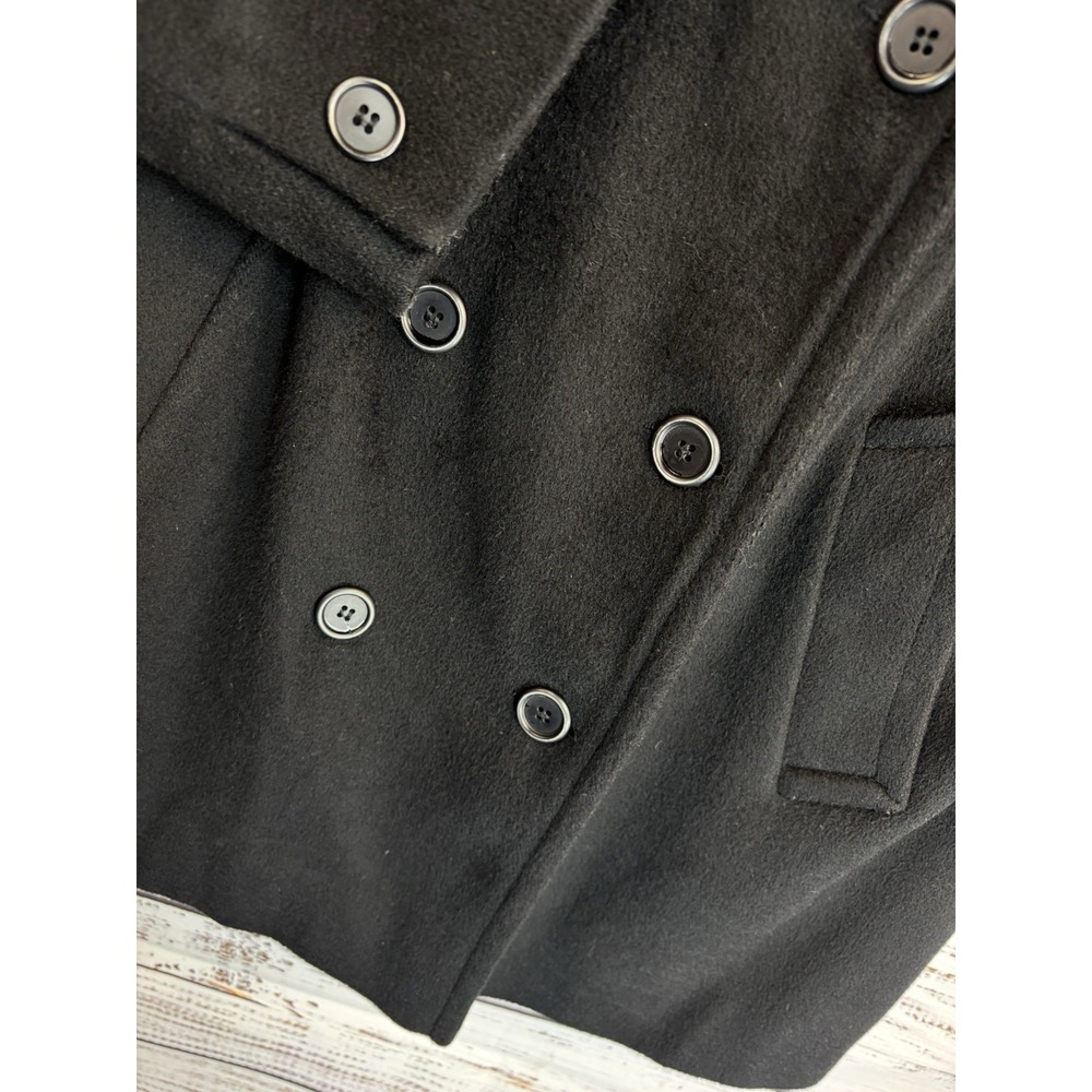 Vintage Pea Coat Forecaster of Boston Size L Black Wool Blend Double Breasted - Picture 4 of 14